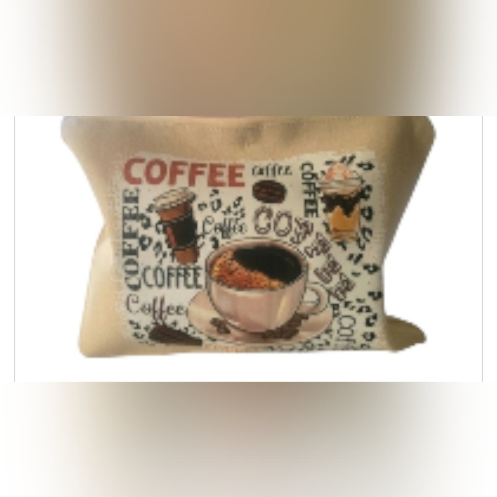 Coffee Themed Beige Pouch